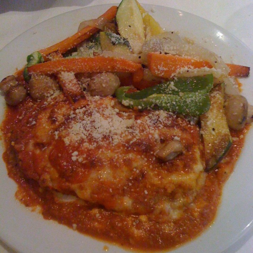 Assaggio Bistro - Baked stuffed eggpant parmesan with veggies - Italian Near Me - Honolulu, Hawaii Assaggio Bistro - Baked stuffed eggpant parmesan with veggies - Italian Near Me - Honolulu, Hawaii