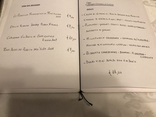 Menu photo 2 Osteria Le Logge Siena, SI Menu photo 2 Osteria Le Logge Siena, SI