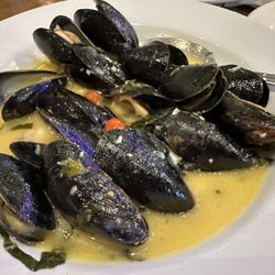 Zucca Bar & Pizzeria - Mussels: Maine mussels sautéed with olive oil, capers, tomato, white wine, garlic, basil, ciabatta toast