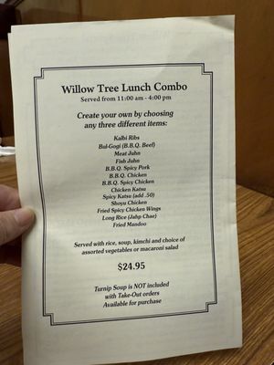 Menu photo 4 Willow Tree Korean Restaurant Kailua, HI