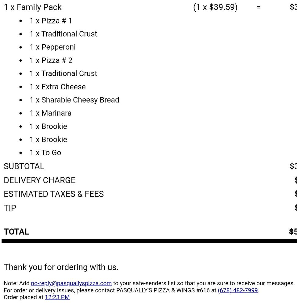 PASQUALLY’S PIZZA & WINGS Updated July 2024 Buford, Food