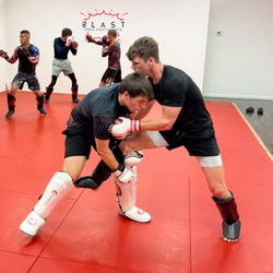 Blast MMA - Practicing the transition between striking and takedown