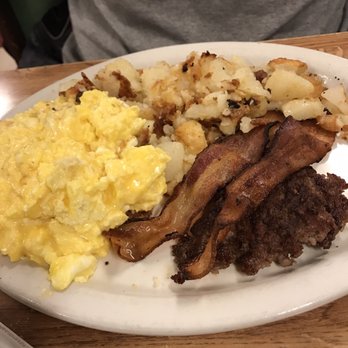 DeLuca's Diner - Steel City- Scrambled Eggs with Cheese, Home Fries, Bacon, Sweet Sausage - Breakfast & Brunch Near Me - Pittsburgh, Pennsylvania