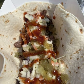 Bardon's Wonder Freeze - Brisket taco with slaw and BBQ sauce - Ice Cream & Frozen Yogurt Near Me - Traverse City, Michigan
