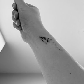 Red Baron Ink - Paper airplane tattoo done by Miko! Highly recommend her for small, fine lined tattoos - Tattoo Near Me - New York, New York