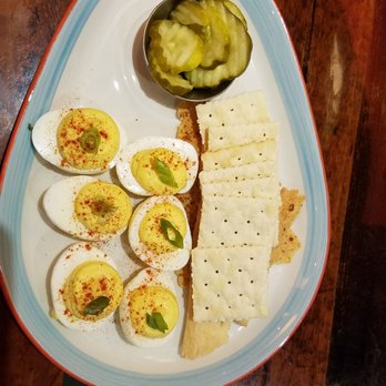 Opry Backstage Grill - Deviled eggs with crackers - American Near Me - Nashville, Tennessee Opry Backstage Grill - Deviled eggs with crackers - American Near Me - Nashville, Tennessee