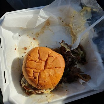 Paula's Cafe - Half of their Philly Cheesesteak - Burgers Near Me - Craig, Missouri
