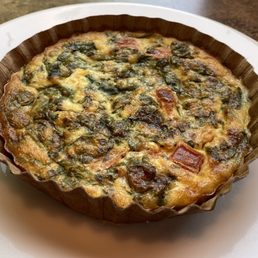 Tomato, spinach and feta quiche.