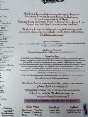 Menu photo 4 Middleton Tavern Annapolis, MD