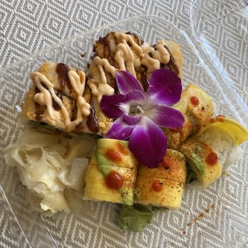 Leo’s kitchen - Spicy mango roll on the bottom with the red dot.  The other was the crunchy vegan roll. - Sushi Bars Near Me - Chula Vista, California