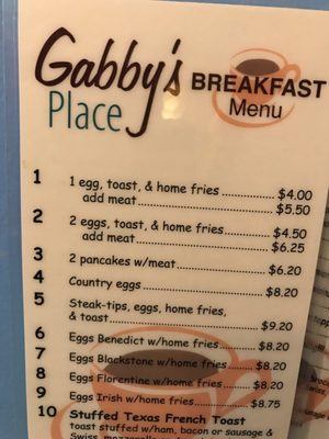 Menu photo 2 Gabbys Place Gardner, MA