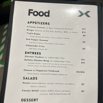 X-Golf Reno - Food menu - Golf Near Me - Reno, Nevada