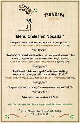 Menu photo 6 La Cueva del Chango Playa del Carmen, ROO