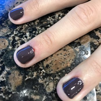 Rock Star Nails & Spa - Photo of bleeding nailbed and paint spilling onto cuticles. - Nail Salons Near Me - Glenview, Illinois Rock Star Nails & Spa - Photo of bleeding nailbed and paint spilling onto cuticles. - Nail Salons Near Me - Glenview, Illinois