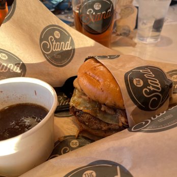 The Stand - American Classics Redefined - Scrumptious French Onion soup burger - New American Near Me - Valencia, California The Stand - American Classics Redefined - Scrumptious French Onion soup burger - New American Near Me - Valencia, California