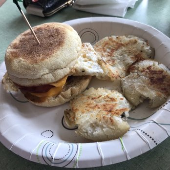 Archie's West Bay Diner - Canadian bacon breakfast sandwich with potato fritters - Delis Near Me - Grand Marais, Michigan Archie's West Bay Diner - Canadian bacon breakfast sandwich with potato fritters - Delis Near Me - Grand Marais, Michigan