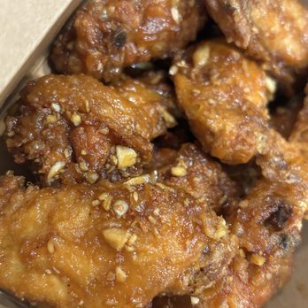 Daegu Chicken - Half box soy garlic wings close-up - Chicken Wings Near Me - Little Ferry, New Jersey Daegu Chicken - Half box soy garlic wings close-up - Chicken Wings Near Me - Little Ferry, New Jersey