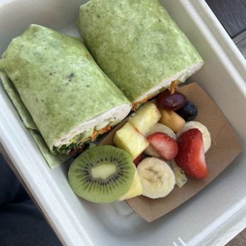 Jan's Health Bar - kale crunch wrap no feta w fruit - Juice Bars & Smoothies Near Me - Irvine, California Jan's Health Bar - kale crunch wrap no feta w fruit - Juice Bars & Smoothies Near Me - Irvine, California