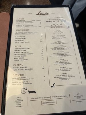 Menu photo 5 Lewis Barbecue Charleston, SC