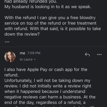 Salon de Cheveux - Owner asking me to take down review in exchange for a complimentary service and refund... - Hair Extensions Near Me - Temecula, California Salon de Cheveux - Owner asking me to take down review in exchange for a complimentary service and refund... - Hair Extensions Near Me - Temecula, California