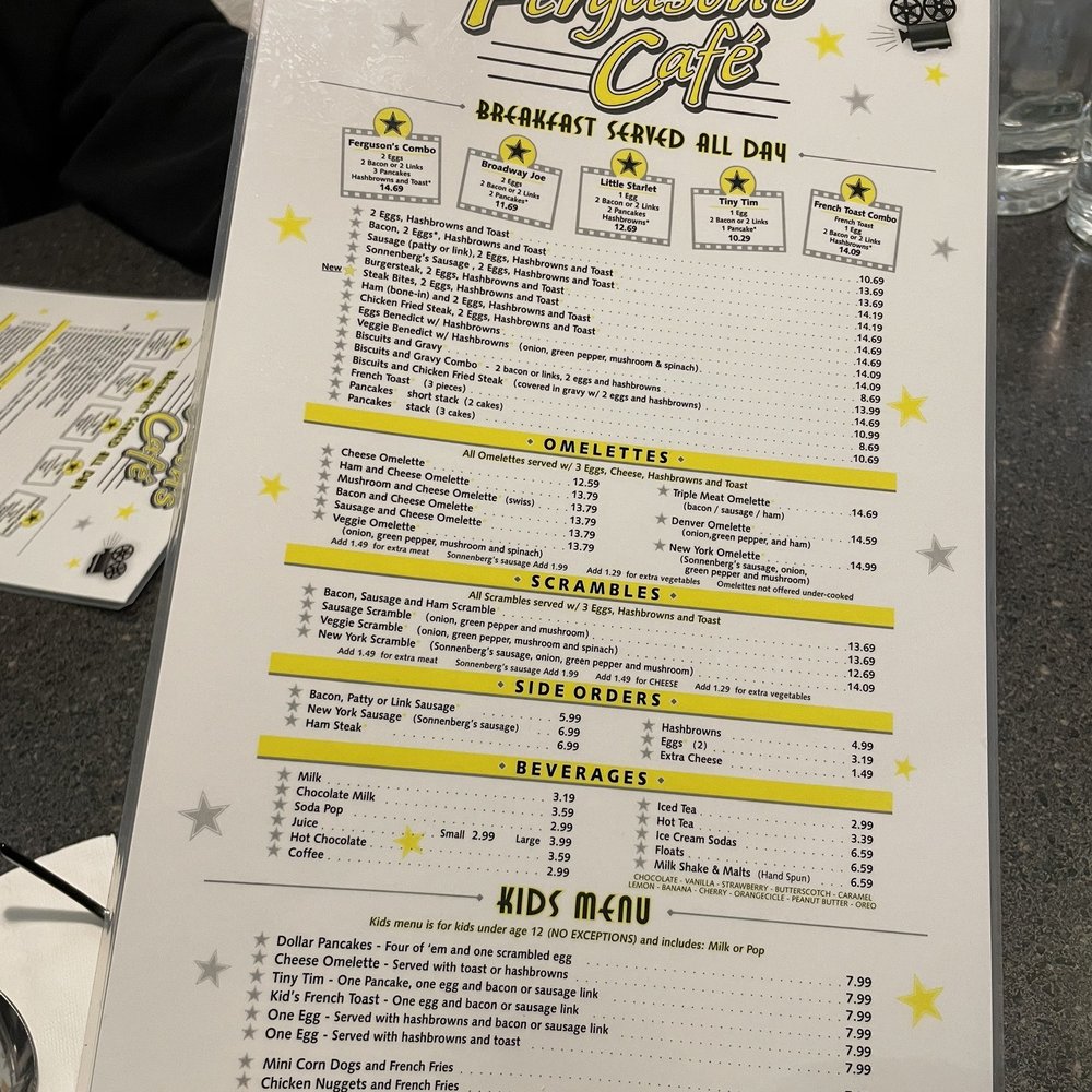 Ferguson's Cafe - Menu front - Cafes Near Me - Spokane, Washington Ferguson's Cafe - Menu front - Cafes Near Me - Spokane, Washington