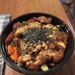 Poke bowl with teriyaki chicken