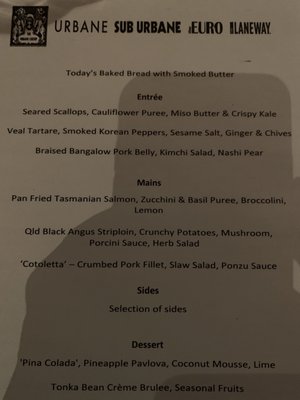 Menu photo 1 Urbane Restaurant Brisbane, QLD