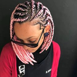 Weaves & Thangs - Feed in wrap braids done by Liz