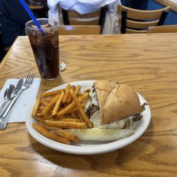 1/2 Philly cheese steak 1/2 Philly cheese steak