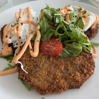 Hangar B Eatery - Panko crested eggplant Benedict - Breakfast & Brunch Near Me - Chatham, Massachusetts Hangar B Eatery - Panko crested eggplant Benedict - Breakfast & Brunch Near Me - Chatham, Massachusetts