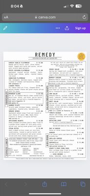 Menu photo 2 Remedy Kitchen and Tavern Spokane, WA