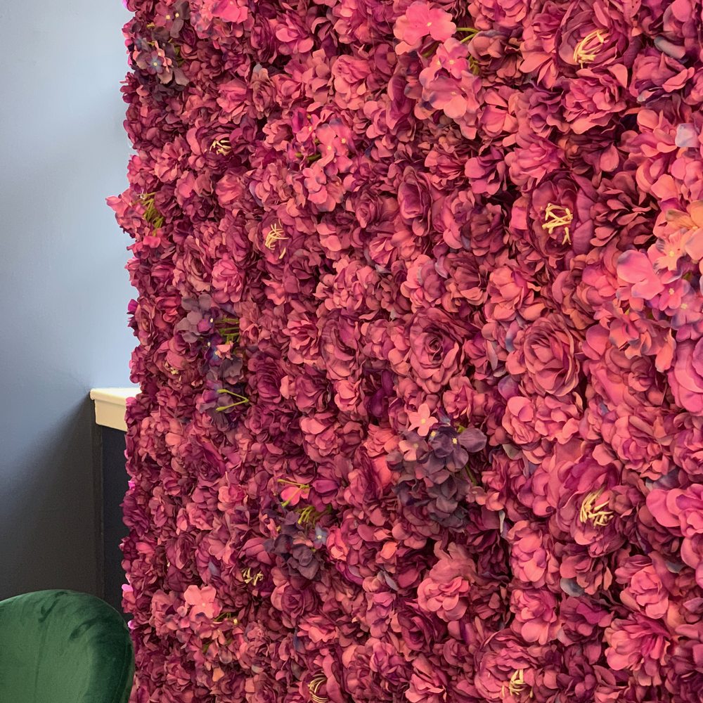Naked Bakery - Pink flower wall interior - Bakeries Near Me - Edinburgh, EDH