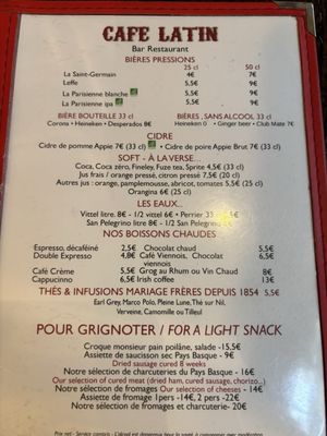 Menu photo 1 Café Latin Paris, 75 Menu photo 1 Café Latin Paris, 75