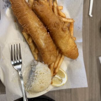 Ocean House Fish Grill - Battered Fish & Chips, you get 3 lg pieces and a fries, I ordered an extra side of garlic rice, so good - Seafood Near Me - San Dimas, California Ocean House Fish Grill - Battered Fish & Chips, you get 3 lg pieces and a fries, I ordered an extra side of garlic rice, so good - Seafood Near Me - San Dimas, California