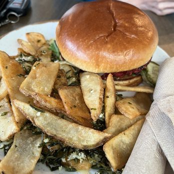 Basecamp Dinette - Veggie Burgerand Garlic Parm Fries - Cafes Near Me - Burbank, California Basecamp Dinette - Veggie Burgerand Garlic Parm Fries - Cafes Near Me - Burbank, California