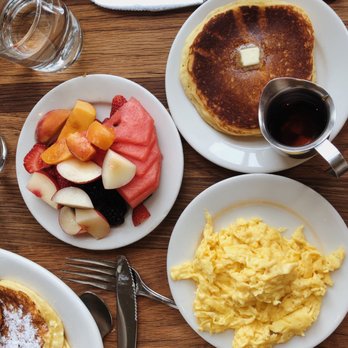 Plow - Almond Flour Pancake, Soft Scrambled Eggs, Market Fruit - Breakfast & Brunch Near Me - San Francisco, California Plow - Almond Flour Pancake, Soft Scrambled Eggs, Market Fruit - Breakfast & Brunch Near Me - San Francisco, California