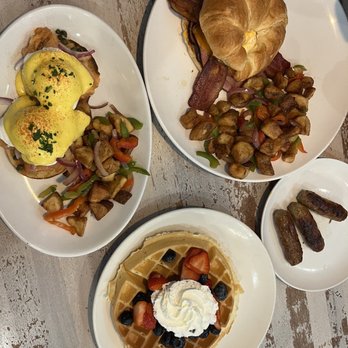 Toast Kitchen & Bar - Breakfast croissant, Belgium waffle, Santa Barbara eggs Benedict - Breakfast & Brunch Near Me - Brea, California Toast Kitchen & Bar - Breakfast croissant, Belgium waffle, Santa Barbara eggs Benedict - Breakfast & Brunch Near Me - Brea, California