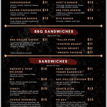 Hoot's BBQ - Full menu - Barbeque Near Me - McGehee, Arkansas Hoot's BBQ - Full menu - Barbeque Near Me - McGehee, Arkansas
