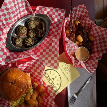 That Chicken Place - Pork stuffed mushrooms, fried chicken burger, chicken on a stick - Chicken Wings Near Me - Everett, Washington