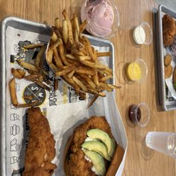 Bacavo burger, fries, custard Bacavo burger, fries, custard