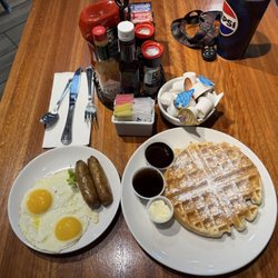 :My 2nd visit - Plain waffles just the way i like em with sunnyside up eggs and sausage links