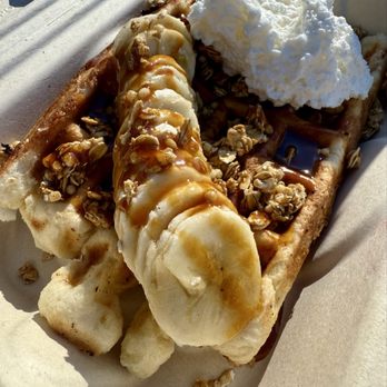 Rivet Coffee Bar & Roastery - Bananas, granola, caramel, and whipped cream on a Leige waffle. - Coffee Roasteries Near Me - Westfield, Indiana Rivet Coffee Bar & Roastery - Bananas, granola, caramel, and whipped cream on a Leige waffle. - Coffee Roasteries Near Me - Westfield, Indiana