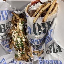 Nick The Greek - Fries aren't crispy but not bad. Beef/lamb gyro combo with Greek fries
