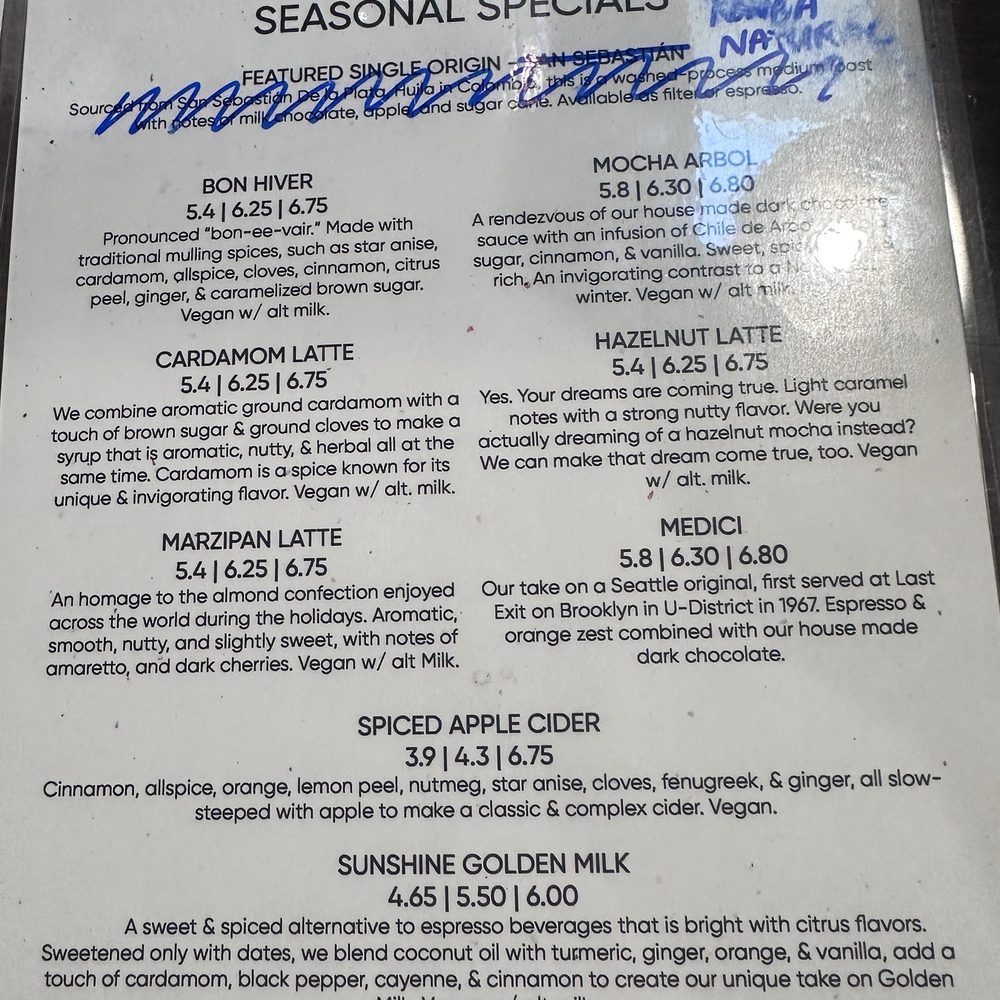 Burien Press - Seasonal menu - Coffee & Tea Near Me - Burien, Washington Burien Press - Seasonal menu - Coffee & Tea Near Me - Burien, Washington