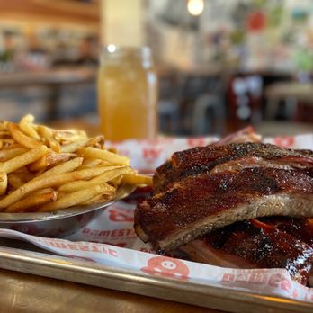 Domestic - a plate of ribs and french fries - Barbeque Near Me - Covina, California