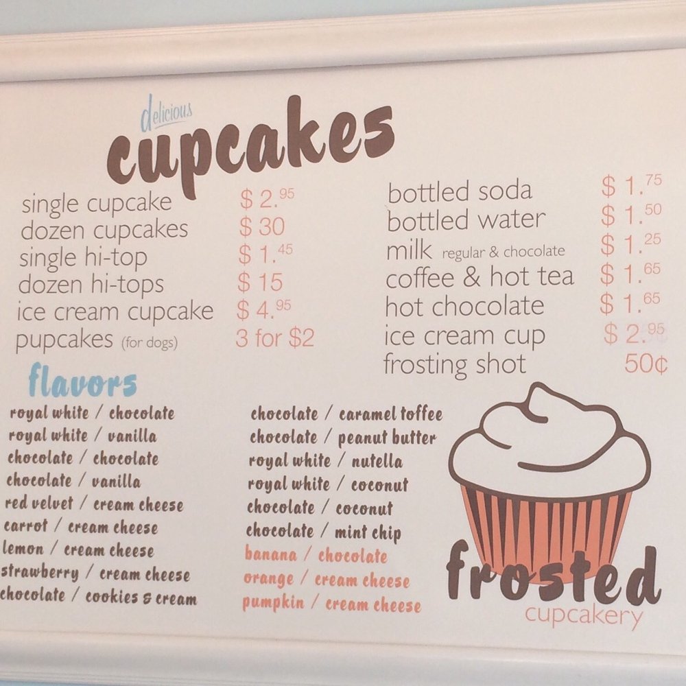 Frosted Cupcakery - The Menu - Bakeries Near Me - Long Beach, California Frosted Cupcakery - The Menu - Bakeries Near Me - Long Beach, California