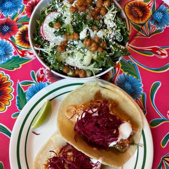 Taqueria Amor - Kale salad and 2 pc chicken tinga tacos - Mexican Near Me - Philadelphia, Pennsylvania Taqueria Amor - Kale salad and 2 pc chicken tinga tacos - Mexican Near Me - Philadelphia, Pennsylvania