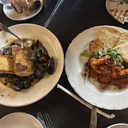 Fantastic grilled octopus and the not so good muscles. Fantastic grilled octopus and the not so good muscles.