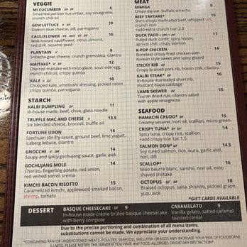 Kore - Menu - Asian Fusion Near Me - Nashville, Tennessee