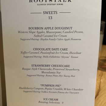 Rootstalk - The Sweets Menu - New American Near Me - Breckenridge, Colorado